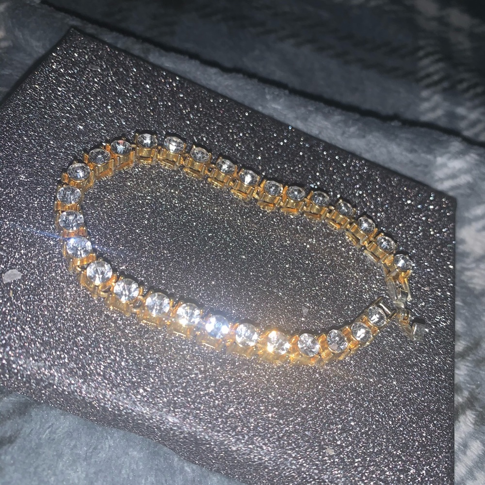 Cubic zirconia and 12k gold plated bracelet